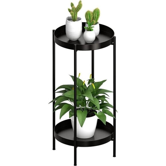 Plant Stand Indoor Outdoor - Flower Pot Holder Metal Plant Rack Organizer, 2 Tie